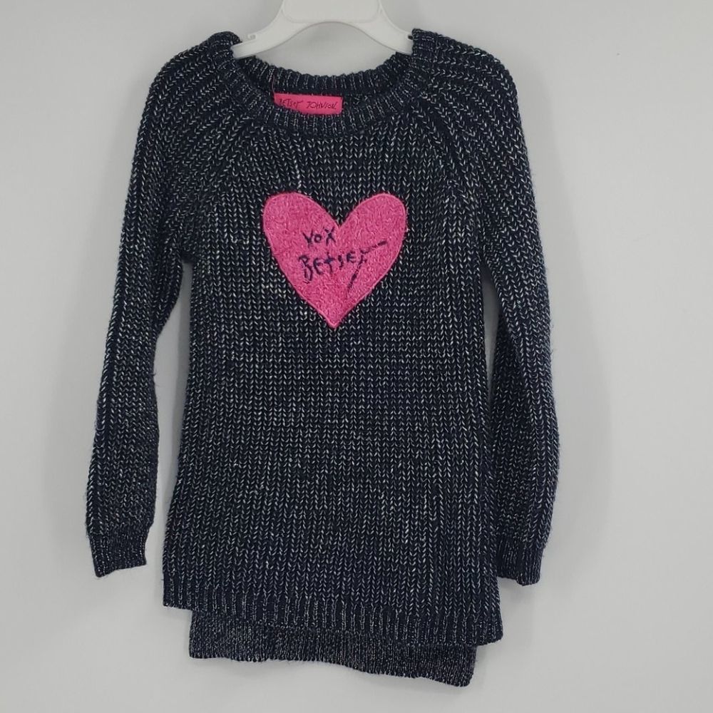 🩵BETSEY JOHNSON girls 6  blue & silver sweater